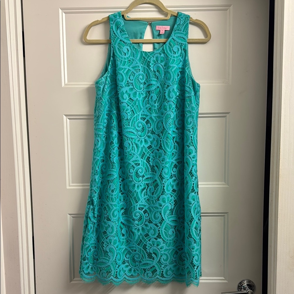 Elegant Turquoise Lace Dress